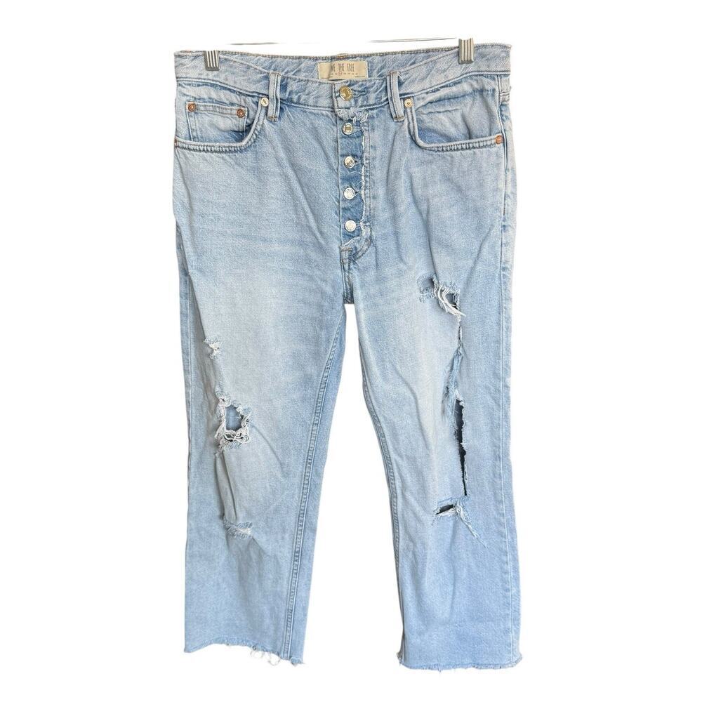 We The Free People 27 Jeans Rolling On The River Straight Leg Exposed Button Fly